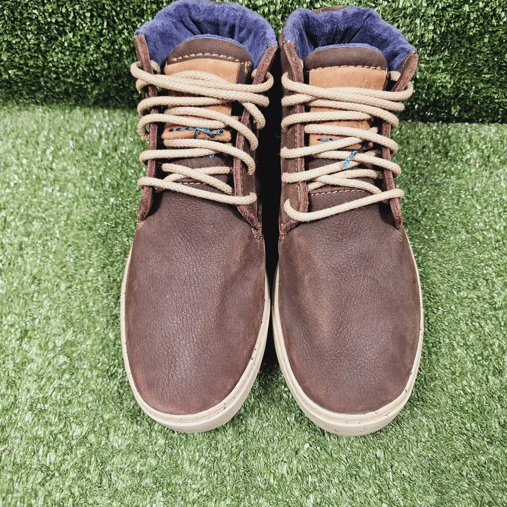 Satorisan Wanaka Mars Brown Soft Leather Combat Ankle Boots Mens US 9.5